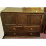 A late 18th century oak mule chest with four drawers to base.