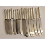 Sixteen various knives with hallmarked silver handles