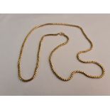 A box link chain, clasp hallmarked 9ct, approx. length 72cm.