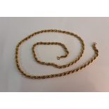 A rope twist chain, clasp stamped 9k, approx. length 68cm.