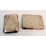 Two hallmarked silver cigarette cases, one engraved with shield, approx. total weight 171gms