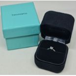 A Tiffany & Co. hallmarked platinum Lucida diamond solitaire ring, set with a Lucida cut diamond