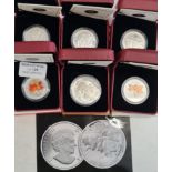 Six Canadian boxed silver proof coins including 100 dollar 2013.
