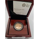 A boxed gold proof Sovereign coin 2018 with certificate 06451.