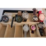 A selection of Gent's wristwatches on leather and bracelet straps to include, Sekonda, Diamonique,