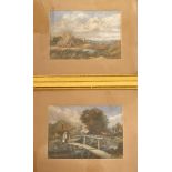 Two watercolours depicting farmyard scenes. Approx 38cm x 27cm.
