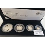 The Royal Mint boxed 2011 Britannia four coin silver proof set.