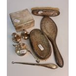 A collection of silverware, some hallmarked to include, a hand mirror, approx. weight 188gms, two