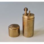 A brass cylinder lighter stamped to top Joseph Lucas LTD Birmingham height approx 9,5 cm.