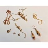 Various yellow metal chains, earrings, all A/F