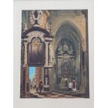 SAMUEL PROUT. Signed, watercolour depicting worshippers in a church with clergy and with picture