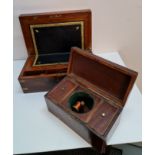 A 19th century mahogany tea caddy together with a walnut writing slope box.