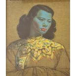 VLADIMIR TRETCHIKOFF. Print titled 'The Chinese Girl' . Approx 49cm x 60cm.