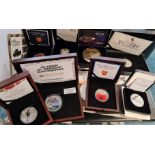 Seven boxed silver proof coins all commemorating 1st and 2nd WW including The Unknown Warrior,