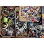 A quantity of costume jewellery to include, bangles, bead necklaces, rings