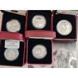 Five Canadian boxed silver proof coins including 20 dollar 2014, three 10 dollars and a 25 dollar