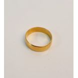 A rubbed hallmarked 22ct yellow gold wedding band, ring size R 1/2, approx. weight 5.3gms