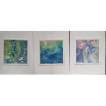 Pauline Bradley. Three abstract etching including artist proof entitled "Wild Sea", limited