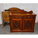 A walnut sideboard base together with a oak sideboard.