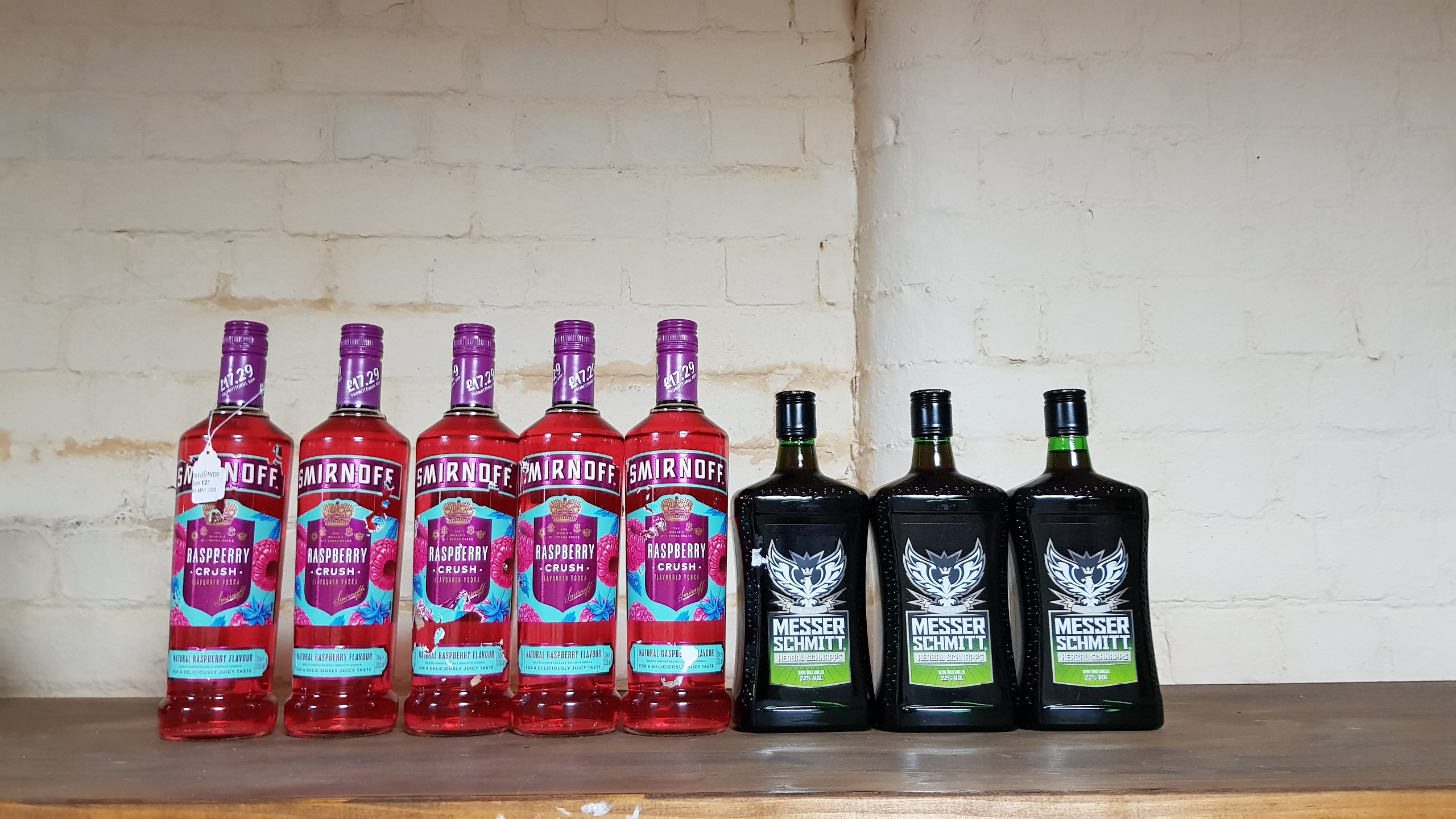 *5 bottles of Smirnoff raspberry crush flavoured vodka and 3 bottles of ...