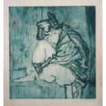 Pauline Bradley. A limited edition etching no 2 of 10 entitled "Crouching Figure 2". Signed in