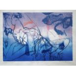 Pauline Bradley. A lithograph monoprint of a reclining female nude entitled "Ocean Reflections".