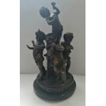 A large bronze figure group of five cherubs on a round black marble base height 46 cm.