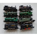 Eight Hornby train engines 00 gauge G.W.R and L.M.S.