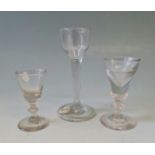 A 18th century Georgian wine glass folded foot ogee shaped bowl, with a toastmasters glass and a
