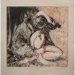 Pauline Bradley. A limited edition etching 9/10 entitled "Crouching Figure". Signed in pencil and