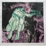 Pauline Bradley. A collagraph and etching of a seated female nude entitled "The Abyss". Signed in