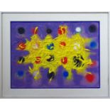 John Roger Bradley. An abstract oil on canvas entitled "Yellow Splash". Signed verso. 63cm x 47cm.