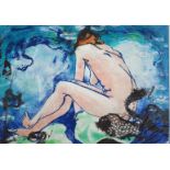 Pauline Bradley. Artists proof lithograph and monoprint of a seated female nude entitled "Clouds &