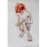 Pauline Bradley. A lithograph print of a seated male nude figure entitled "Young Dancer" Signed in