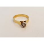 A hallmarked 18ct yellow gold diamond ring, ring size O, approx. weight 3gms