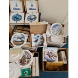 Four cartons of wall plates by Royal Worcester, Royal Doulton and Davenport mostly of WW2 planes and