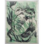 Pauline Bradley. A lithograph and wood cut of a female figure entitled "Dappled Figure". Signed in