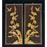 Two Chinese carved wood style wall hanging panels.