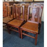 A set of eight early 19th century oak dining chairs on square legs.