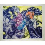 Pauline Bradley. A lithograph and collagraph print female nude entitled "Purple Shade 2". Signed