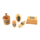Mauchline ware - five pieces, American views, comprising a dipping bucket (Building For