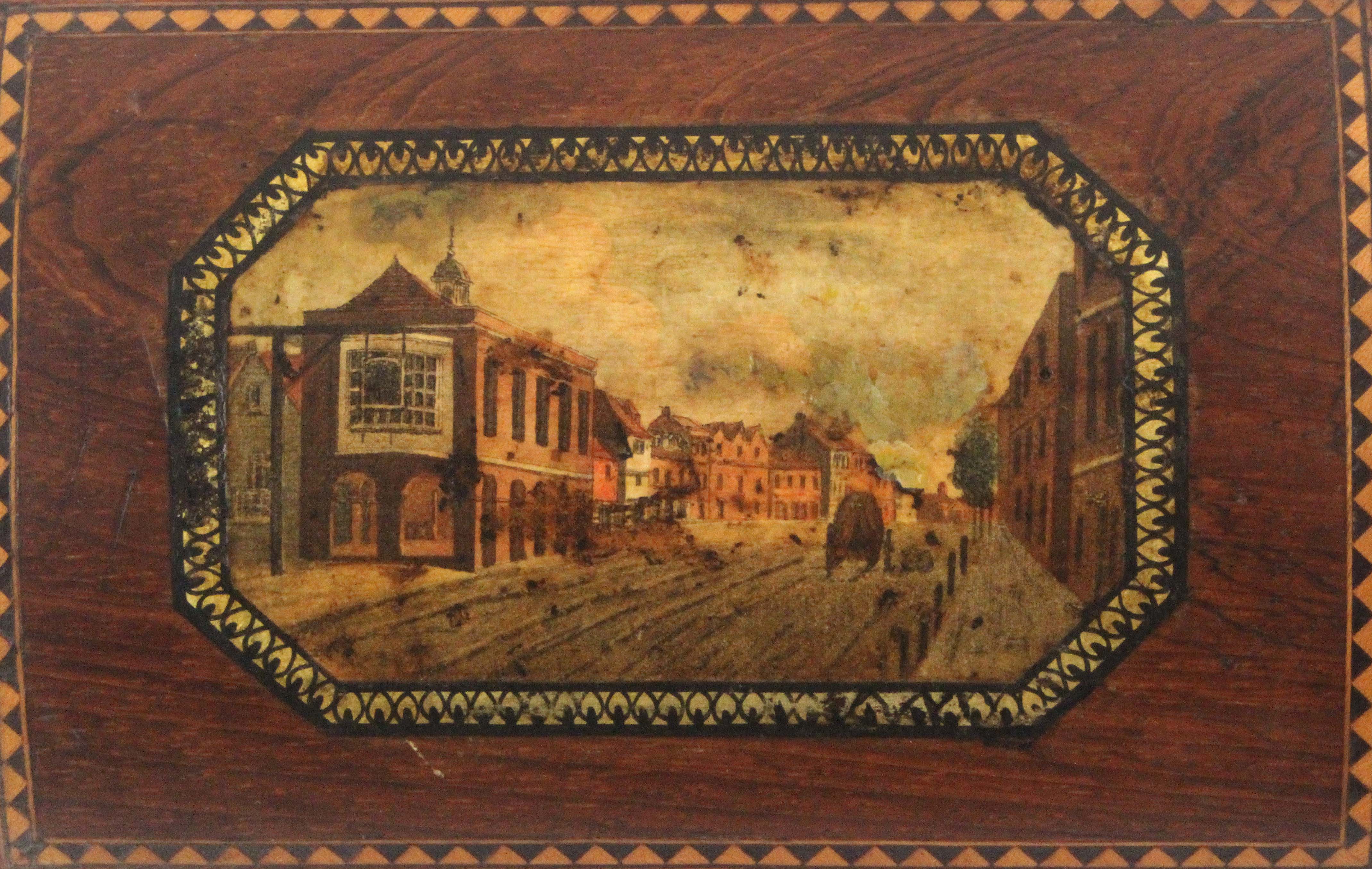 An early Tunbridge ware print decorated and inlaid rosewood small box by George Wise, of rectangular - Image 3 of 4