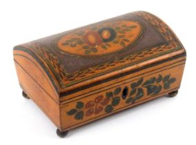 A rare early Tunbridge ware white wood paint decorated sewing box commemorating the Brunswick