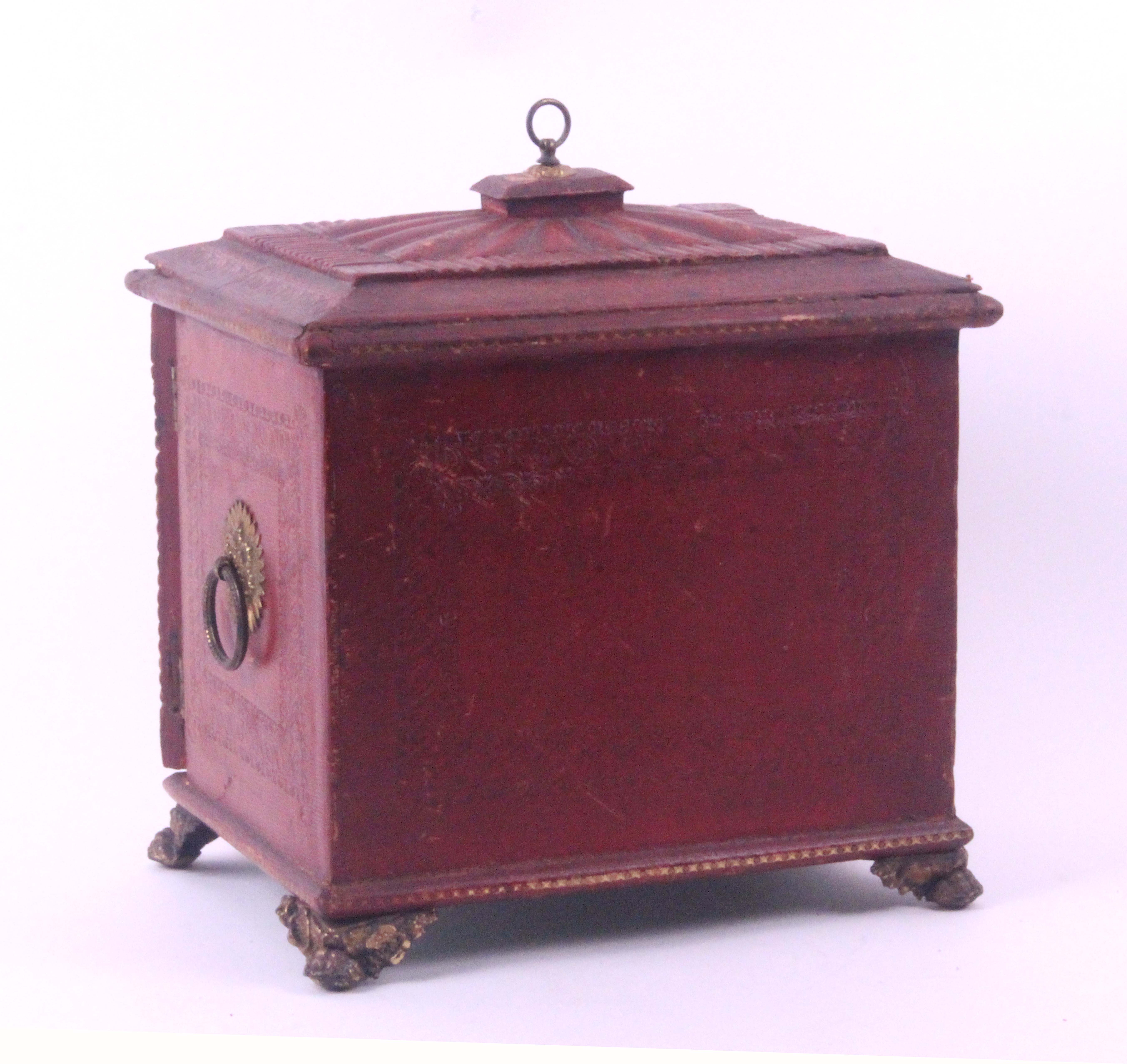 A Regency red leather and tooled table cabinet, circa 1800, the fan segmented top within fluted - Image 3 of 3