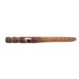 A late 18th/early 19th Century fruitwood knitting stick, probably Welsh, the square section stem