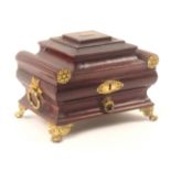 A Regency tooled red leather and gilt metal mounted sewing box, circa 1820 in a remarkably good