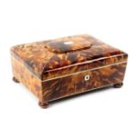 A fine tortoiseshell sewing box with original fittings, probably by Lund, circa 1820, of rectangular