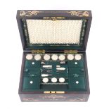 A fine coromandel wood and inlaid sewing box with fittings, circa 1860, of rectangular form, the