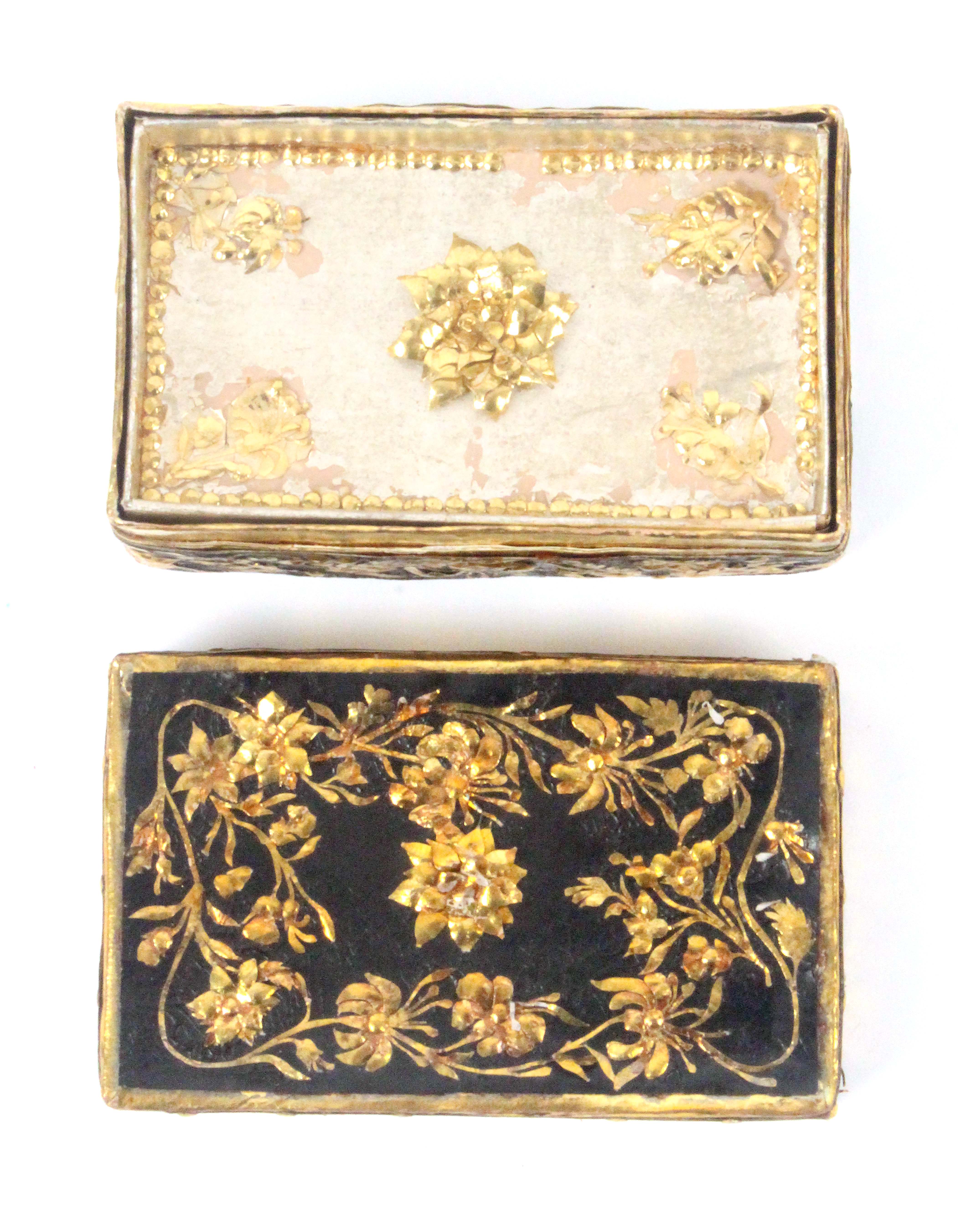 A fine early 19th Century French gold foil decorated cardboard box with outer protective case, the - Image 5 of 5