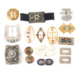 Buckles - fifteen decorative examples, including a rectangular example set with coloured stones